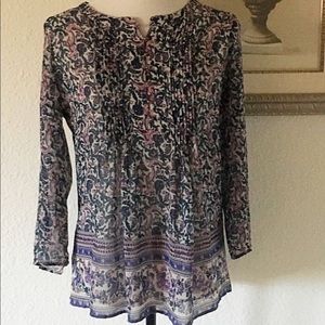 danielrainn Lightweight Floral Tunic blouse long sleeve size medium